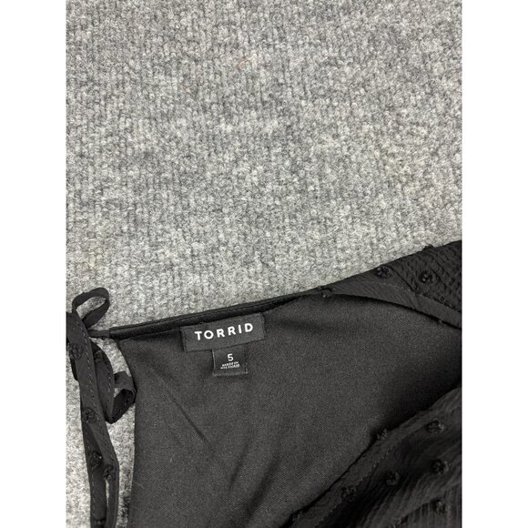 Torrid Dress Womens 5X Black Swiss Dot Babydoll Tiered Ruffle Lined 3/4 Sleeve - Picture 2 of 8